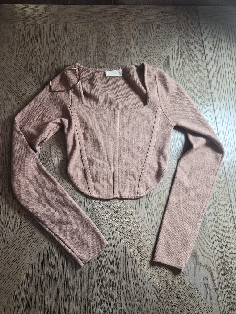 Altar'd State Square Neck Long Sleeve Cropped Top - Mauve Pink